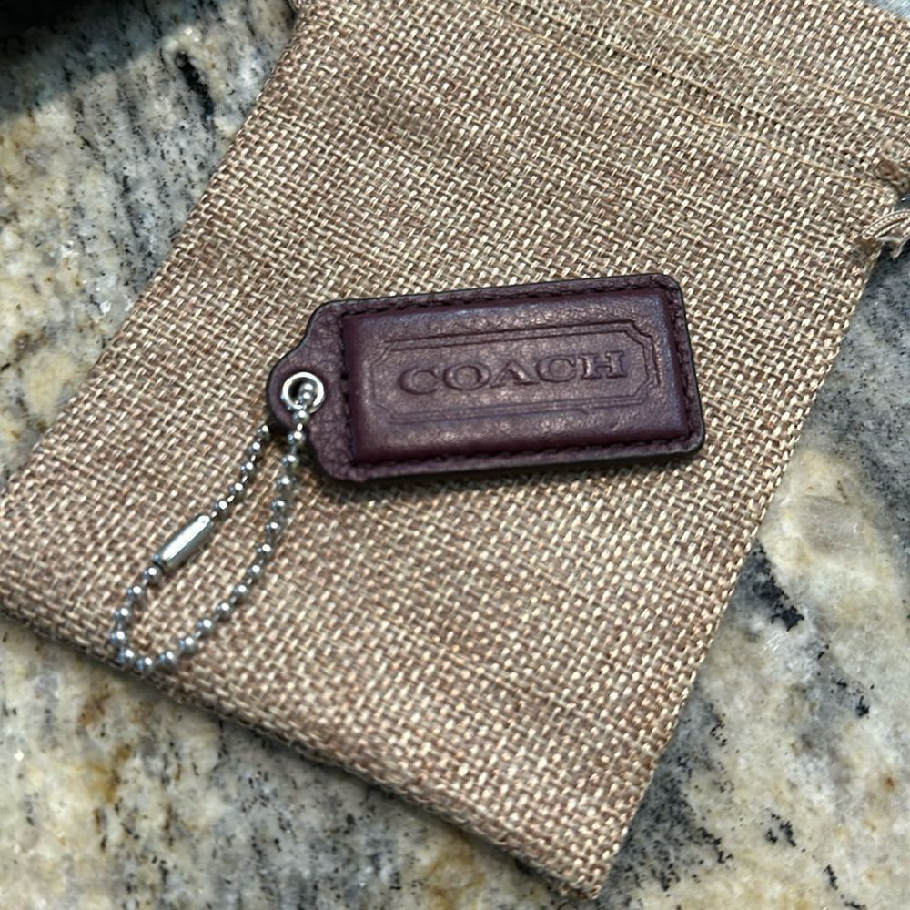 Coach Hang Tag Replacement Piece Leather Wine Burgundy - Picture 1 of 4